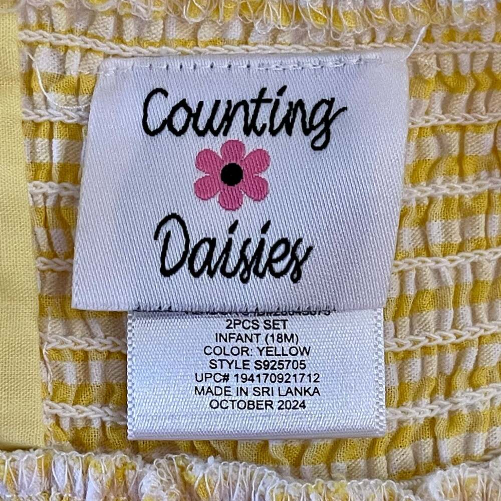 Counting Daisies Infant Girls Gingham Embroidered Star Dress & Bloomers 2pc Set - Picture 3 of 8
